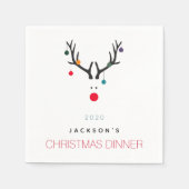 Kerst diner feest rendier wit rood familie servet (Voorkant)