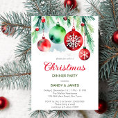 Kerst diner feest rode groene baubles kaart