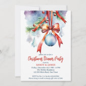 Kerst diner feest traditionele waterverf kaart (Voorkant)