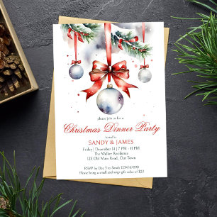 Kerst diner feest traditionele waterverf kaart