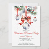 Kerst diner feest traditionele waterverf kaart (Voorkant)