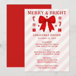 Kerst-diner met vrolijke en heldere rode geruite s menu