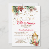 Kerst diner partij lantaarn kaart (Voorkant)