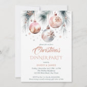 Kerst diner party boho metallic waterverf kaart (Voorkant)