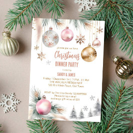 Kerst diner party boho metallic waterverf kaart