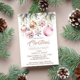 Kerst diner party boho metallic waterverf kaart