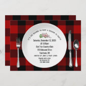 Kerst Diner Party Buffel Plaid Uitnodiging (Voorkant / Achterkant)