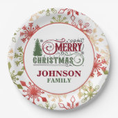 Kerst Diner Party Papieren Borden Bordje (Voorkant)