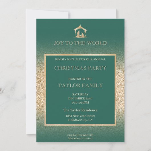 Kerst Diner Party Religieuze kerststal Feestdagenkaart (Voorkant)