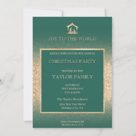 Kerst Diner Party Religieuze kerststal Feestdagenkaart