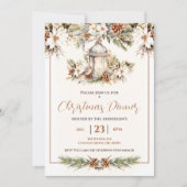 Kerst Diner Party Wit en Crème Elegant Kaart (Voorkant)