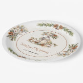 Kerst Diner Party Wit en Crème Elegant Papieren Bordje (Gekanteld)