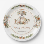 Kerst Diner Party Wit en Crème Elegant Papieren Bordje (Voorkant)