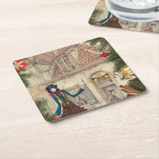 Kerst Diner Tafel decor Kartonnen Onderzetters (Schuin)