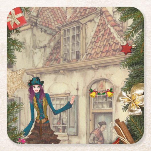 Kerst Diner Tafel decor Kartonnen Onderzetters (Voorkant)