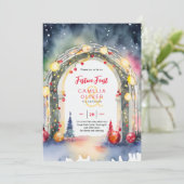 Kerst Diner Uitnodiging Feestelijk Feest (Staand voorkant)