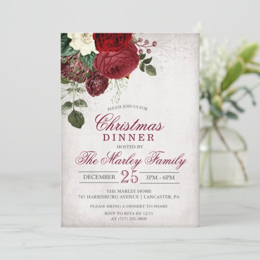 Kerst Diner Vakantie Party uitnodiging (Staand voorkant)