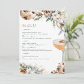 Kerst dinerfeest met cocktails en winterbloemen menu (Staand voorkant)