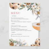 Kerst dinerfeest met cocktails en winterbloemen menu (Voorkant)