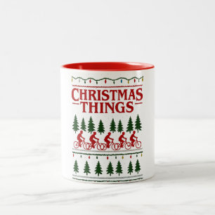 Kerst Dingen Vintage Film Cozy Crewneck , TV Tweekleurige Koffiemok