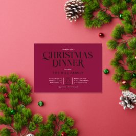 Kerst Dinner Elegant Rood Folie Uitnodiging