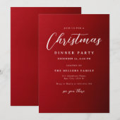 Kerst Dinner Feest Uitnodiging, Minimalistisch  Kaart (Voorkant / Achterkant)