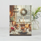Kerst Dinner / Feestelijke Kerstvakantie Kaart (Staand voorkant)