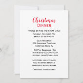 Kerst Dinner / Feestelijke Kerstvakantie Kaart (Achterkant)