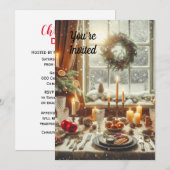 Kerst Dinner / Feestelijke Kerstvakantie Kaart (Voorkant / Achterkant)