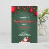 Kerst Dinner groene dennen rode bes Kaart (Staand voorkant)