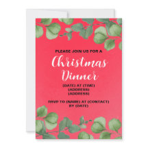 Kerst Dinner Invitation, bewerkbare Sjabloon