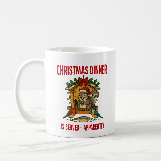 Kerst Dinner Is Geserveerd Grappige Eekhoorn Mok (Links)