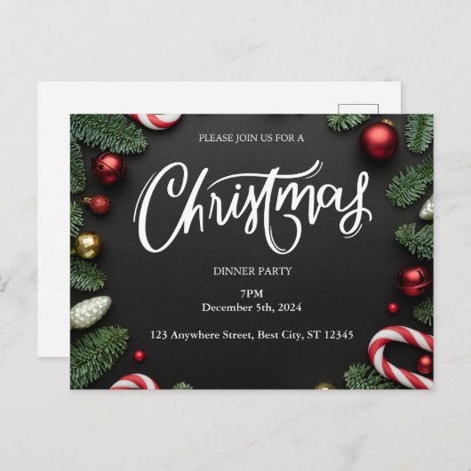 Kerst Dinner Party Briefkaart (Voorkant / Achterkant)