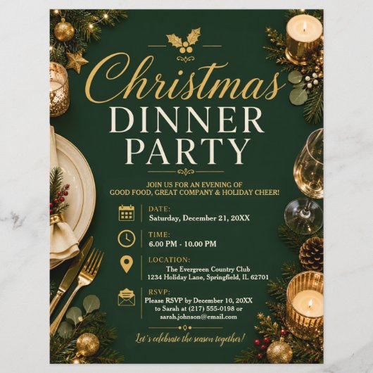 Kerst Dinner Party Flyer (Voorkant)