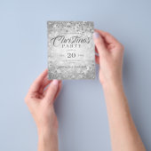 Kerst Dinner Party Zilver Winter Diamanten Glitter Flyer (Hand)
