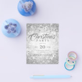 Kerst Dinner Party Zilver Winter Diamanten Glitter Flyer (Enkel)