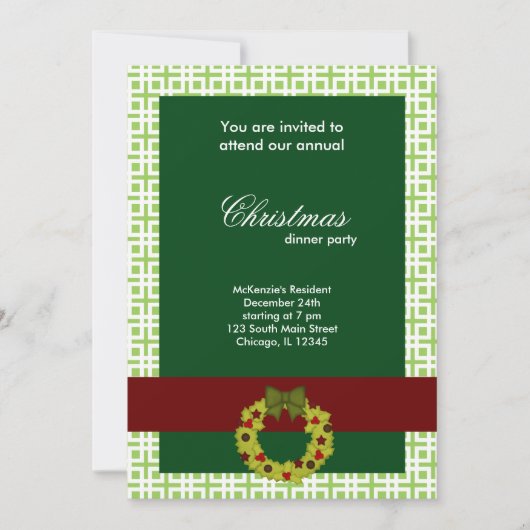 Kerst Dinner Squares Kaart (Voorkant)