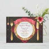 Kerst Dinner Tafelsetting Diamanten Amaryllis Kaart (Staand voorkant)