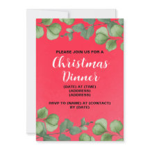 Kerst Dinner Uitnodiging, Bewerkbare Sjabloon