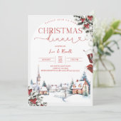 Kerst Dinner Uitnodiging Kerstfeest Uitnodiging (Staand voorkant)