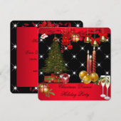Kerst Dinner Vakantie Feest Rood Wit 2 Kaart (Voorkant / Achterkant)