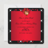 Kerst Dinner Vakantie Feest Rood Wit 2 Kaart (Achterkant)