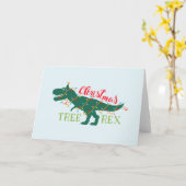 Kerst Dino Dinosaur Grappige T-Rex Boom Cadeau Kaart (Gele Bloem)