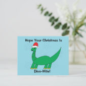 Kerst Dinosaur Dinomite Grappig Personaliseren Briefkaart (Staand voorkant)