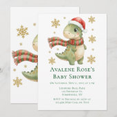 Kerst Dinosaur Kinder Verjaardagsfeestje Kaart (Voorkant / Achterkant)