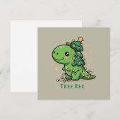 Kerst Dinosaur Licht Feest Grappige Boom Rex  Feestdagenkaart (Voorkant / Achterkant)