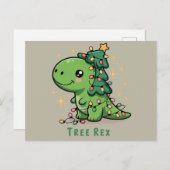 Kerst Dinosaur Light Party Funny Tree Rex Feestdagenkaart (Voorkant / Achterkant)