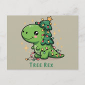 Kerst Dinosaur Light Party Funny Tree Rex Feestdagenkaart (Voorkant)