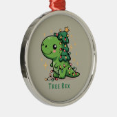 Kerst Dinosaur Light Party Funny Tree Rex Metalen Ornament (Rechts)