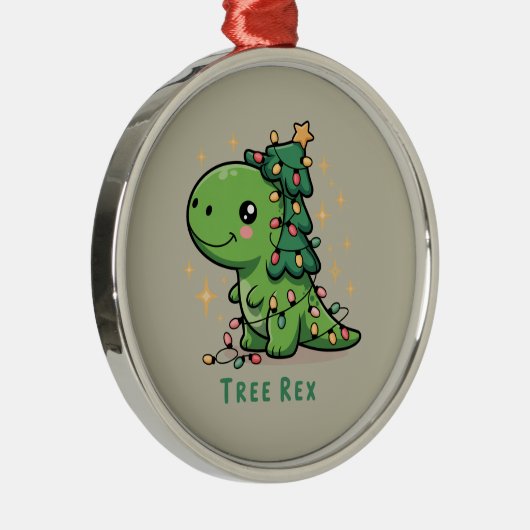 Kerst Dinosaur Light Party Funny Tree Rex Metalen Ornament (Rechts)